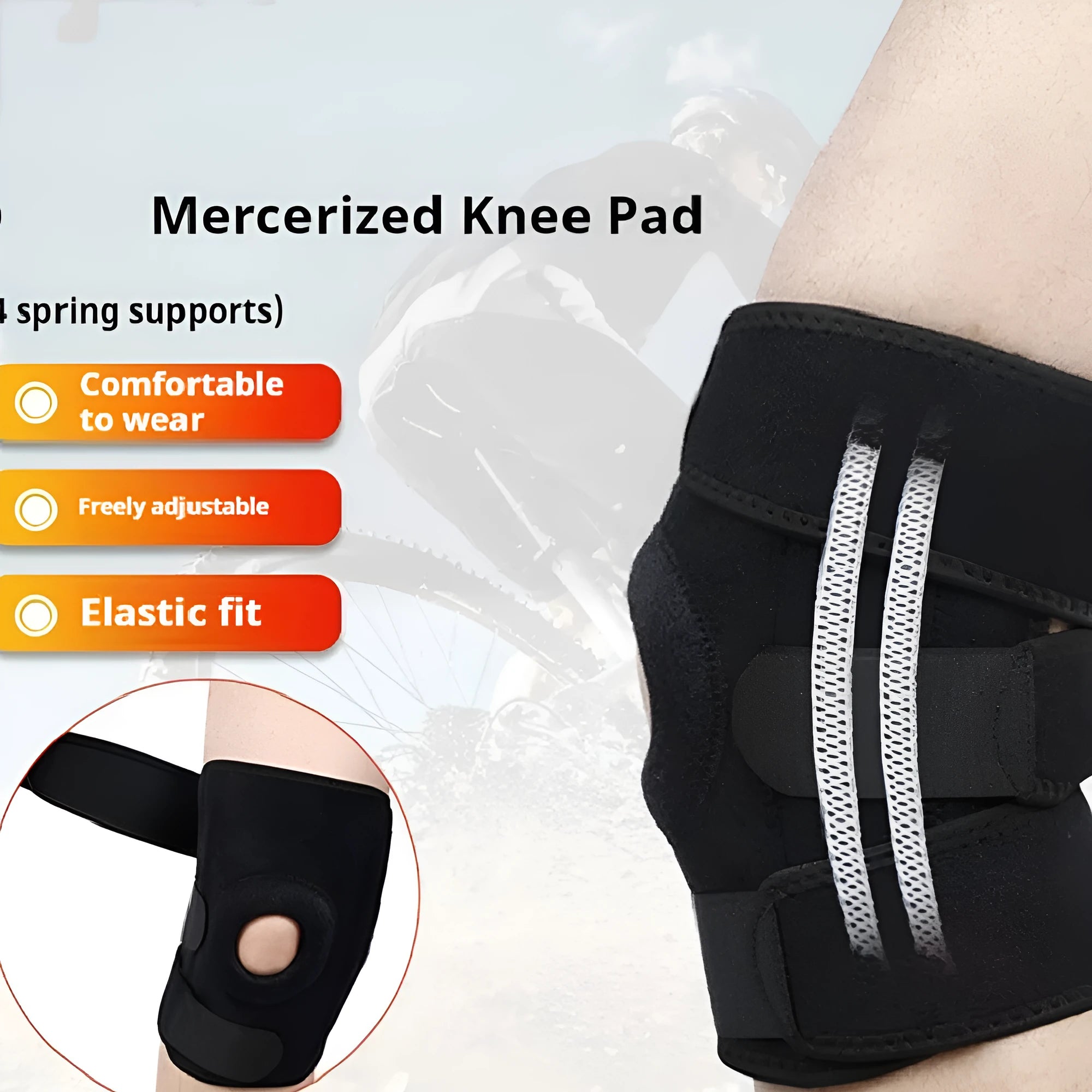Spring support knee pad made from nylon mercerised cloth for sports protection