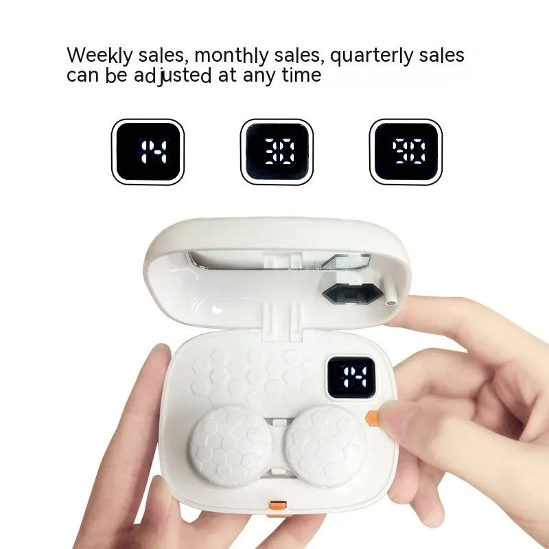 Pearl white automatic ultrasonic cleaning machine for invisible glasses and contact lenses.