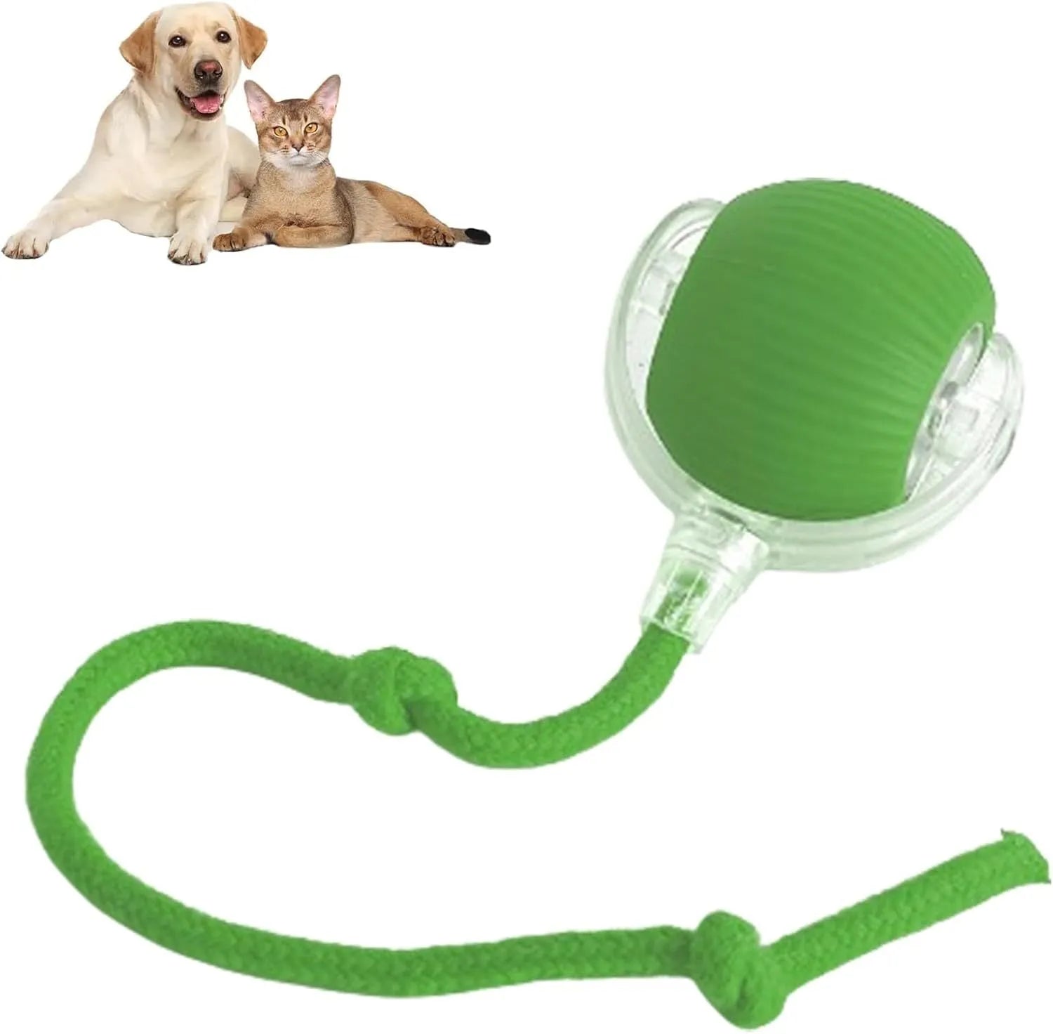 Interactive rolling ball toy with rope for dogs and cats, grey colour option
