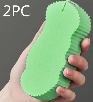 3D fish scale pattern bath sponge in white, grey, pink and light blue colours for body exfoliation