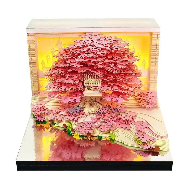 2026 paper carving calendar desktop ornament in green with 3D notebook paper brick shape and English calendar