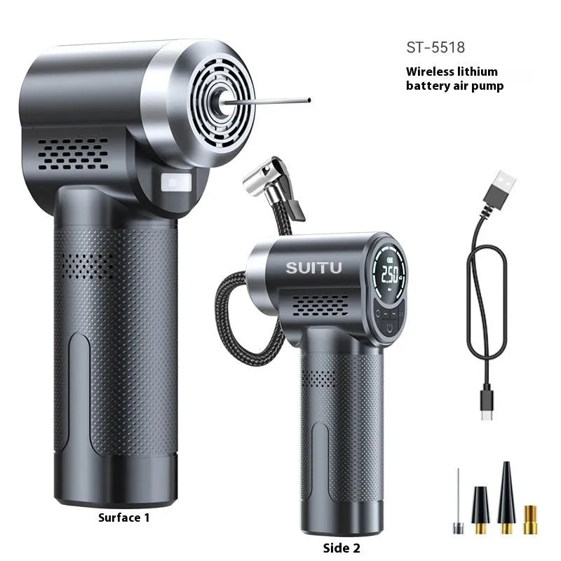 ST-5518 portable wireless car tyre inflation pump with ABS housing and built-in light