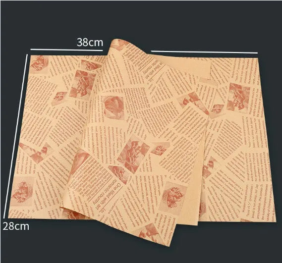 Pack of microwaveable oil-absorbing kraft baking paper sheets 28x38cm with food grade coating