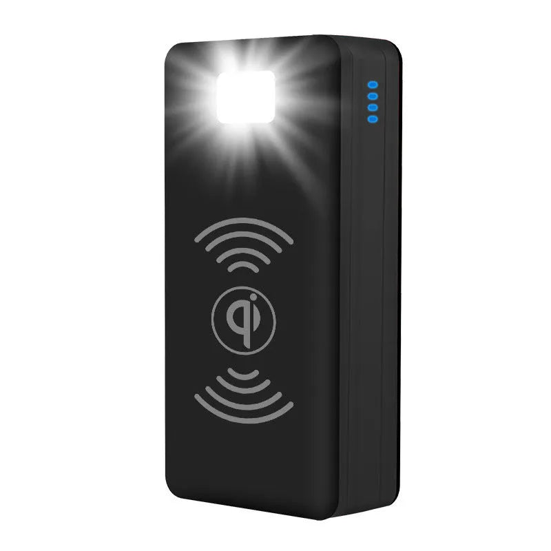 Solar wireless power bank in two-tone colours with solar panel and wireless charging