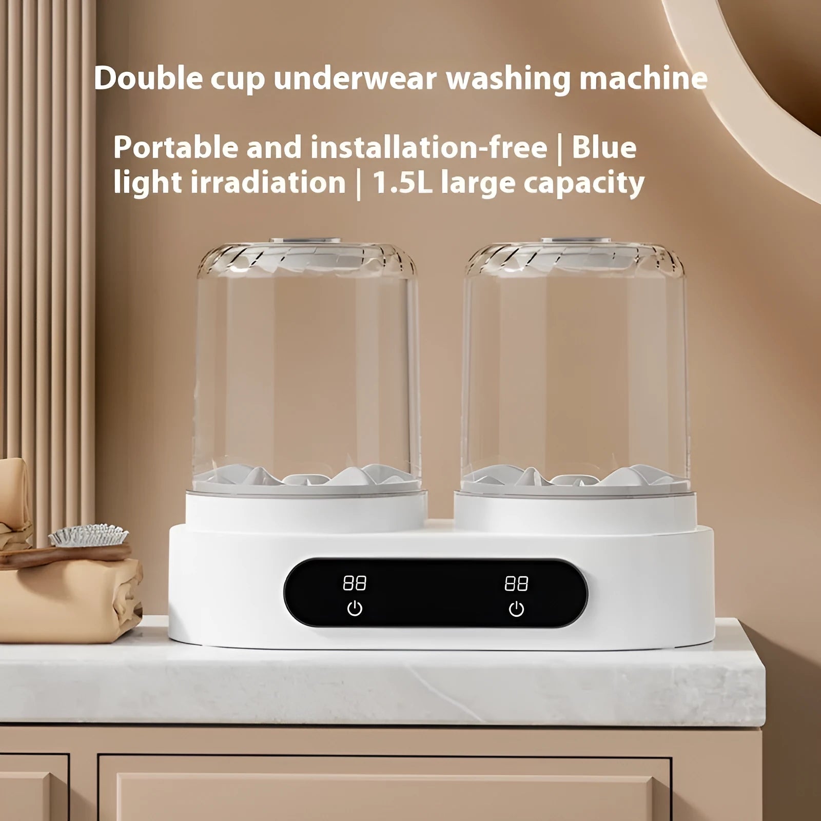 White double bucket mini USB washing machine for underwear and delicate fabrics