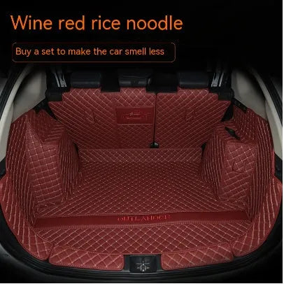 Custom 3D boot liner mat for Mitsubishi Outlander, shown in a black and beige colour combination.