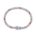 Silver geometric zircon bracelet for women with U-shaped diamond and multi-shape accents, 16-18cm length