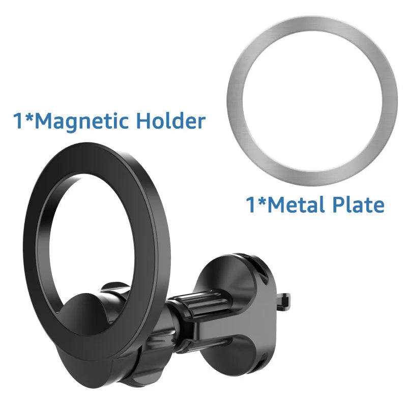 Black O-ring magnetic car phone holder for smartphones up to 6.8 inches