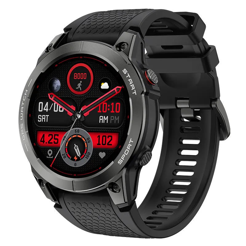 S53 black and orange outdoor GPS sports smart watch with touch screen on silicone strap