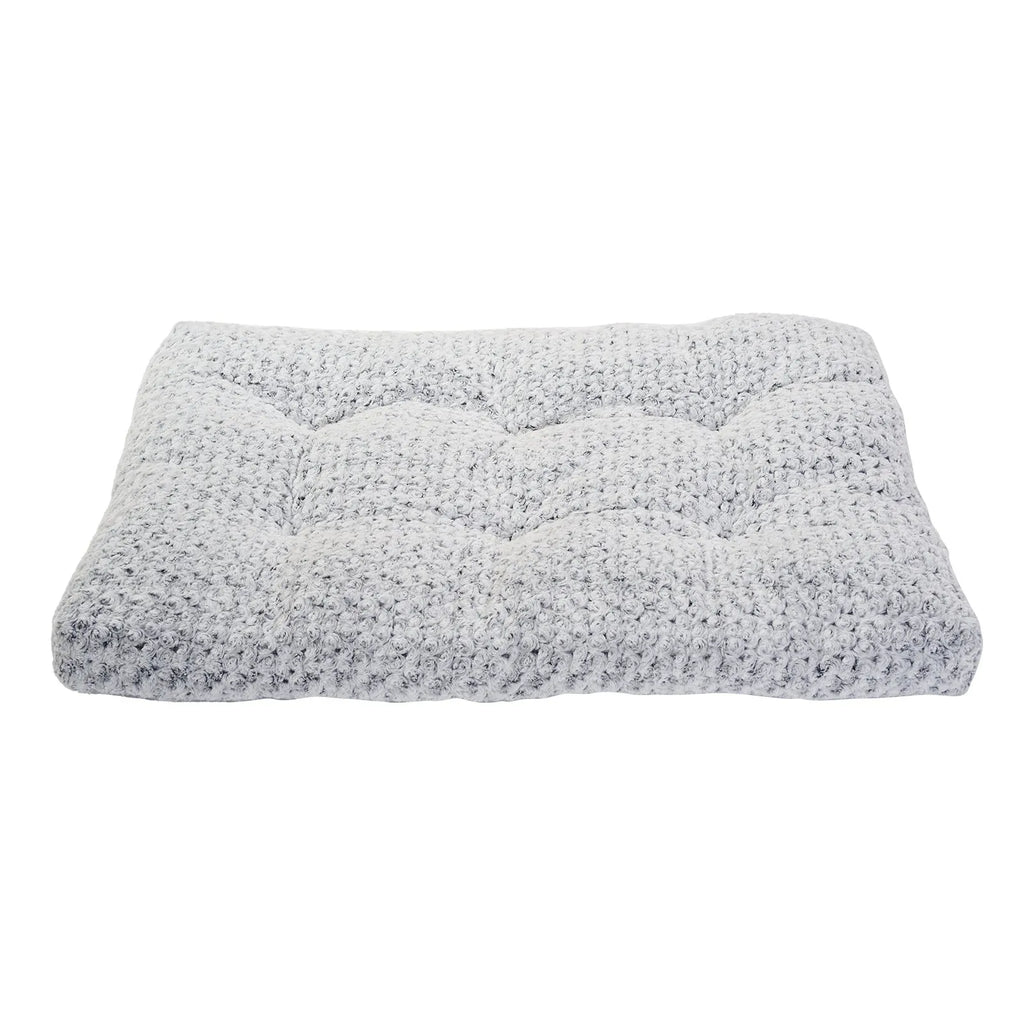 Thickened rose velvet dog bed in grey with cotton filling, machine washable, multiple sizes available