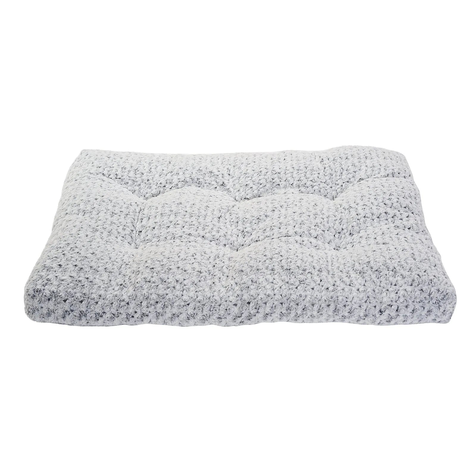 Thickened rose velvet dog bed in grey with cotton filling, machine washable, multiple sizes available