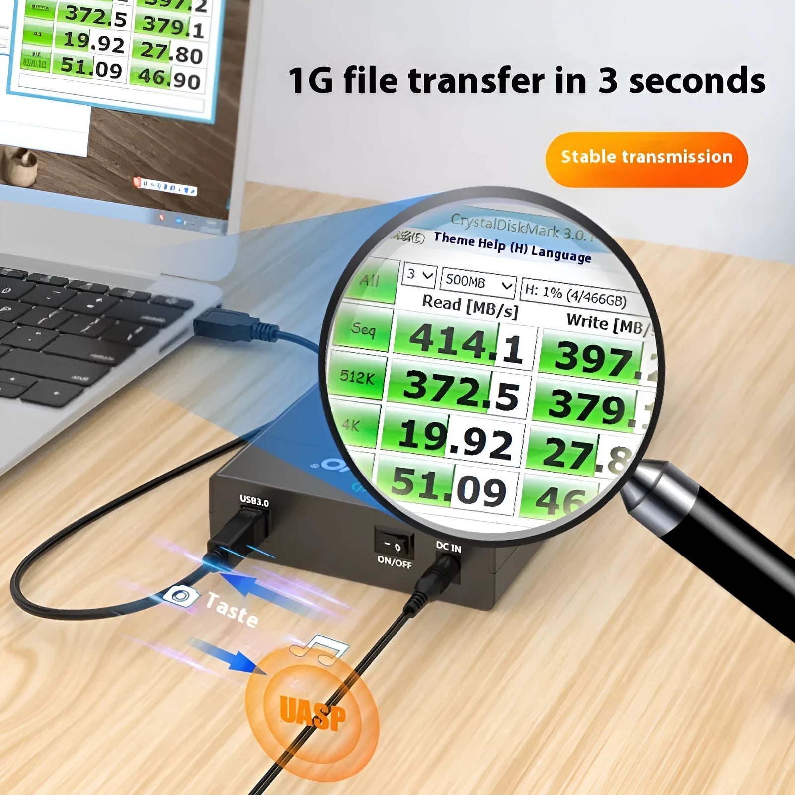 USB 3.0 SATA hard drive enclosure for 3.5-inch drives with slide cover design