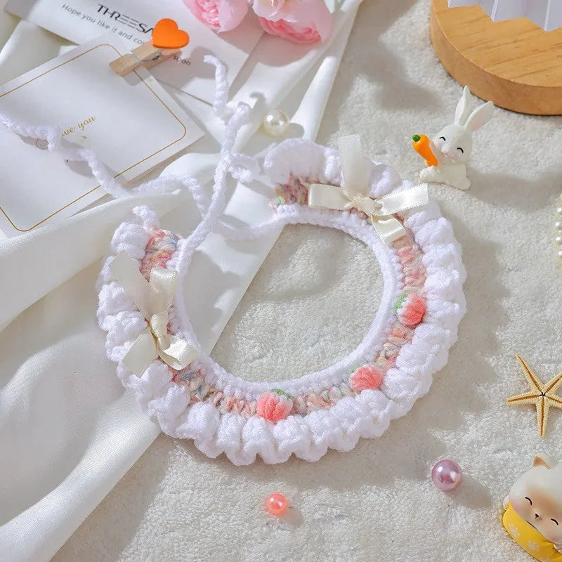 Handmade wool woven collar for British Shorthair kittens with embroidery decoration