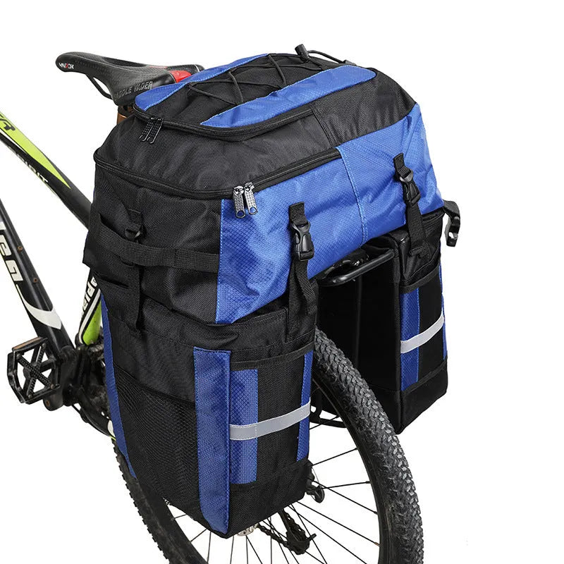 Rhinoceros 70L bicycle rear storage bag in blue, green or red colour for long-distance travel