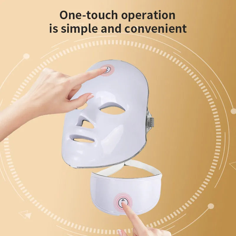 White rechargeable facial LED beauty mask for home photon therapy rejuvenation