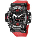 Men's sports watch with dual display, luminous hands, 50mm dial, PU strap, waterproof to 50m