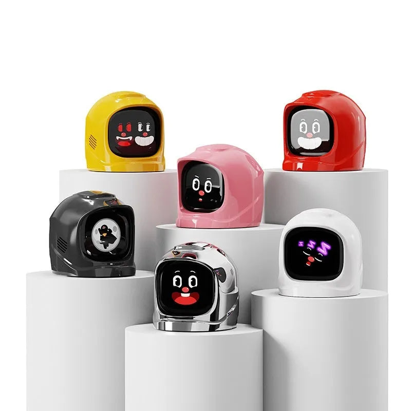 ManGoGo electronic pet car decoration with expression bag and colourful helmet on dashboard