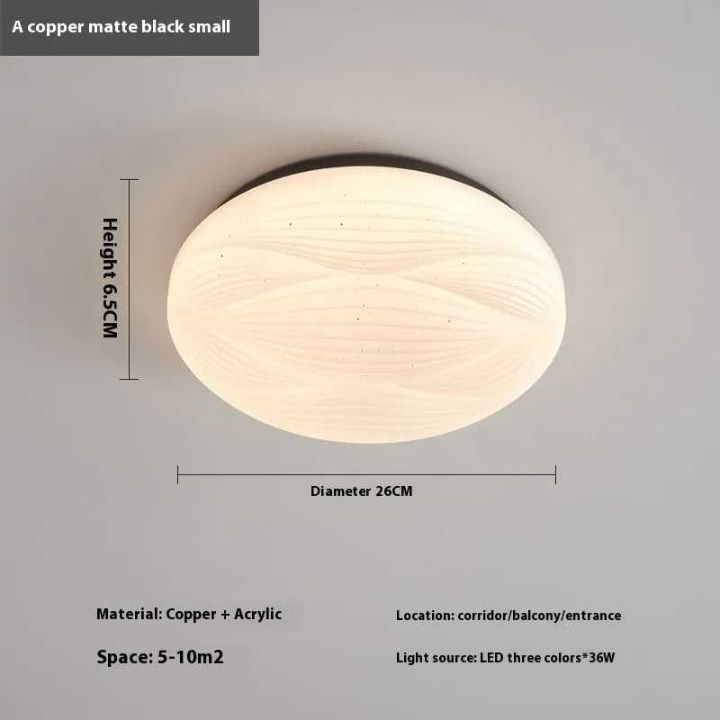 Modern copper round ceiling lamp for bedroom with multiple size options