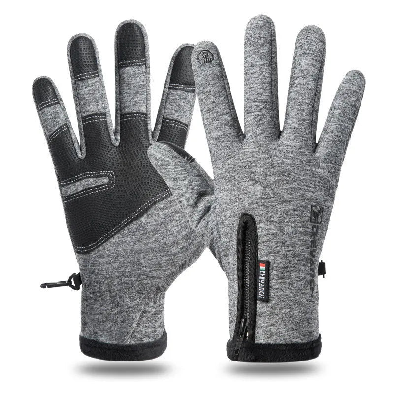 Winter gloves touchscreen non-slip waterproof windproof unisex black grey cycling ski sport gloves