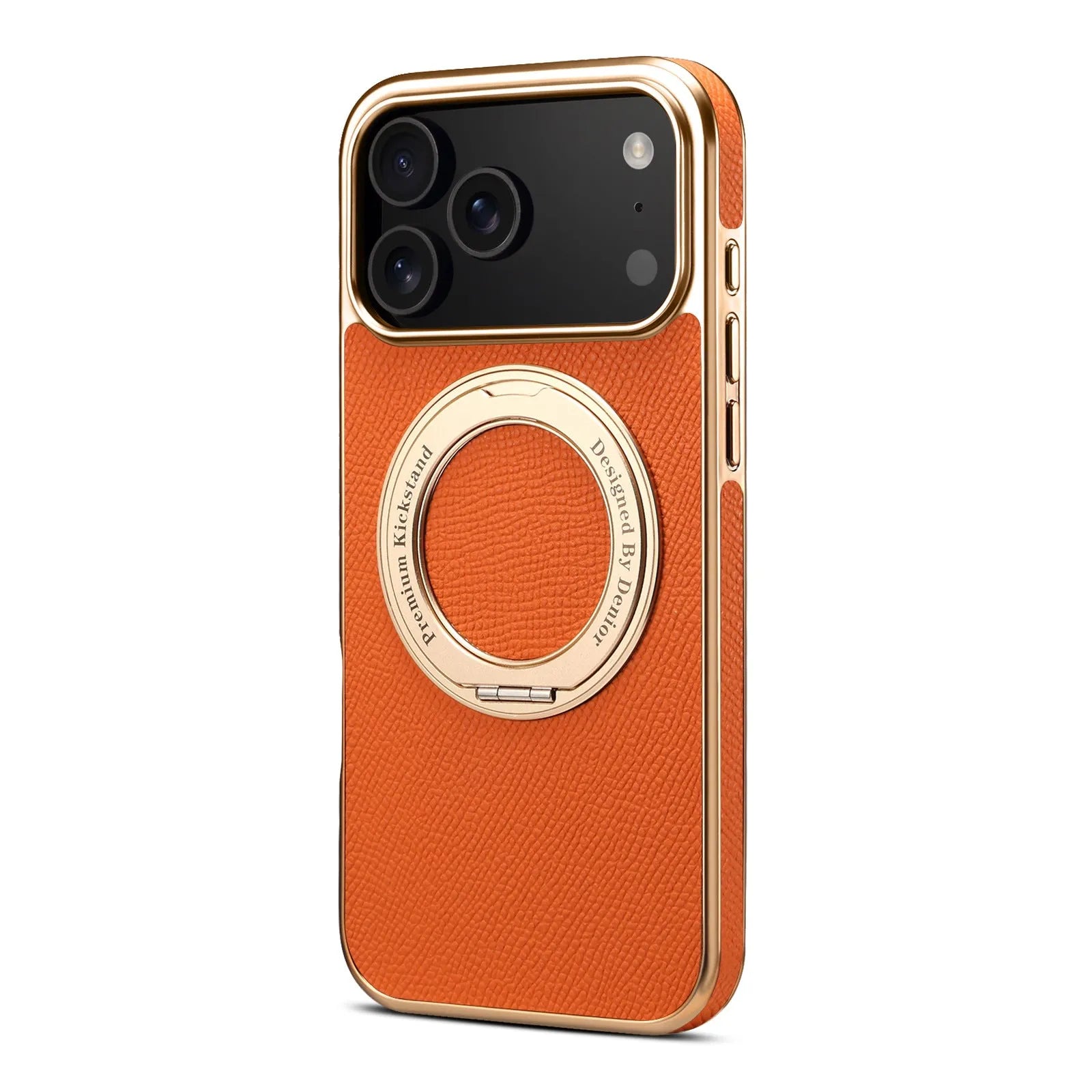 Denior genuine leather electroplating magnetic phone case for iPhone with bracket in four colours