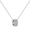 925 silver necklace with small waist pendant and platinum electroplate finish on white background