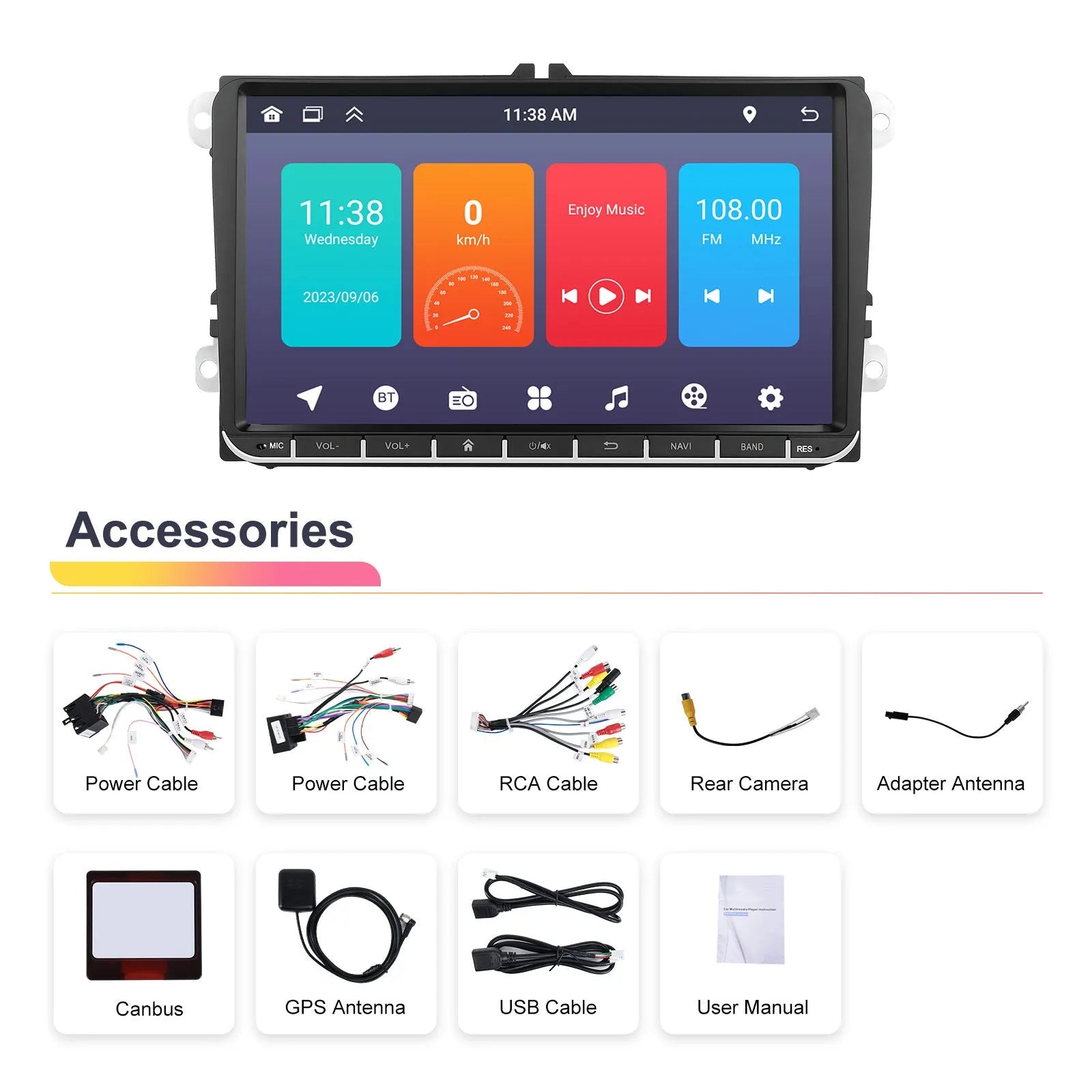 7-inch touchscreen Android car stereo head unit with GPS navigation system