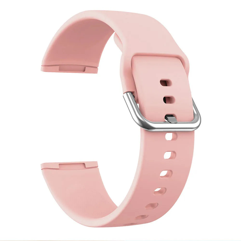 Solid colour silicone strap with silver buckle for Fitbit Versa 3 and Sense 2 watches