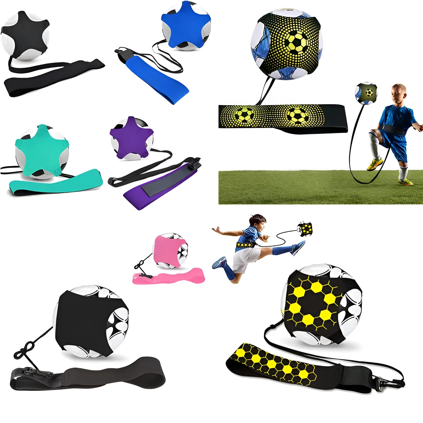 Purple neoprene football juggling training belt with pentagon pattern for solo practice drills