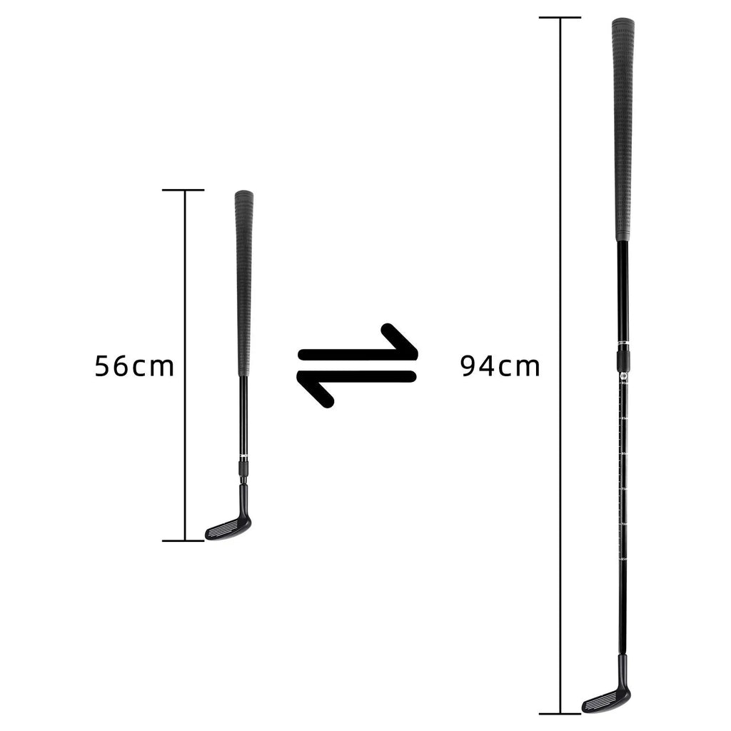 Double sided zinc alloy telescopic golf club in black, 94cm long