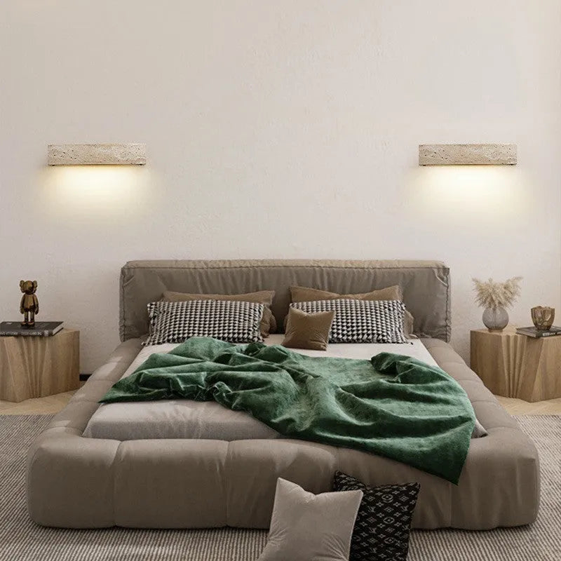 Huangdongshi modern simplicity bedside wall lamp in a bedroom setting with three-colour light option
