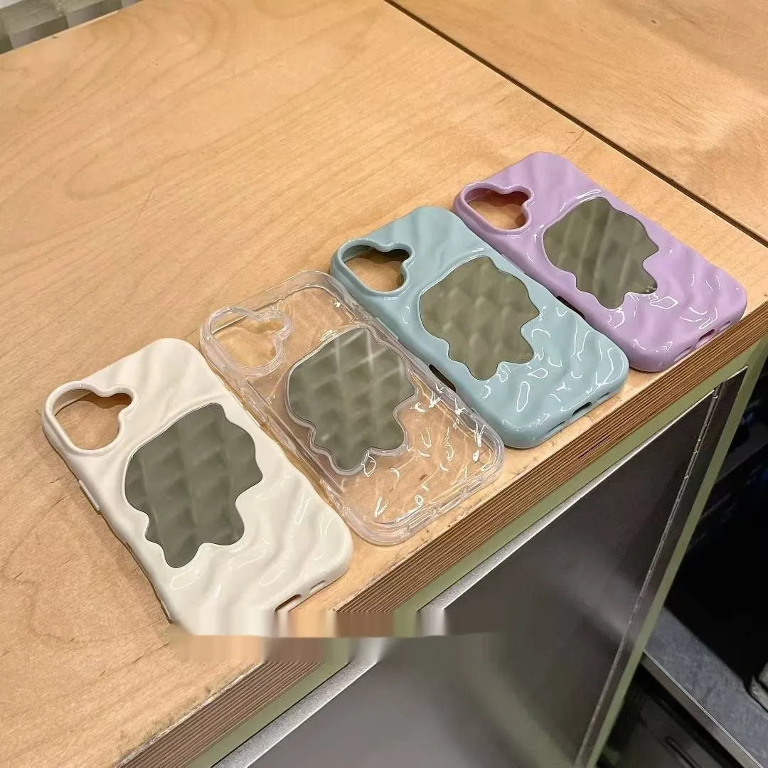 Water ripple texture iPhone case with mirror surface in five colour options