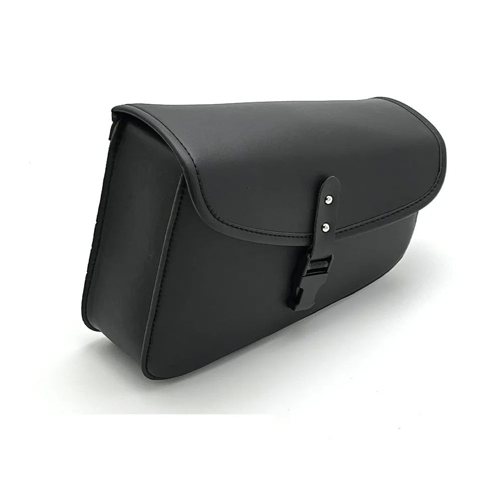 Black PU leather motorcycle swingarm saddlebag mounted on Harley Davidson Sportster
