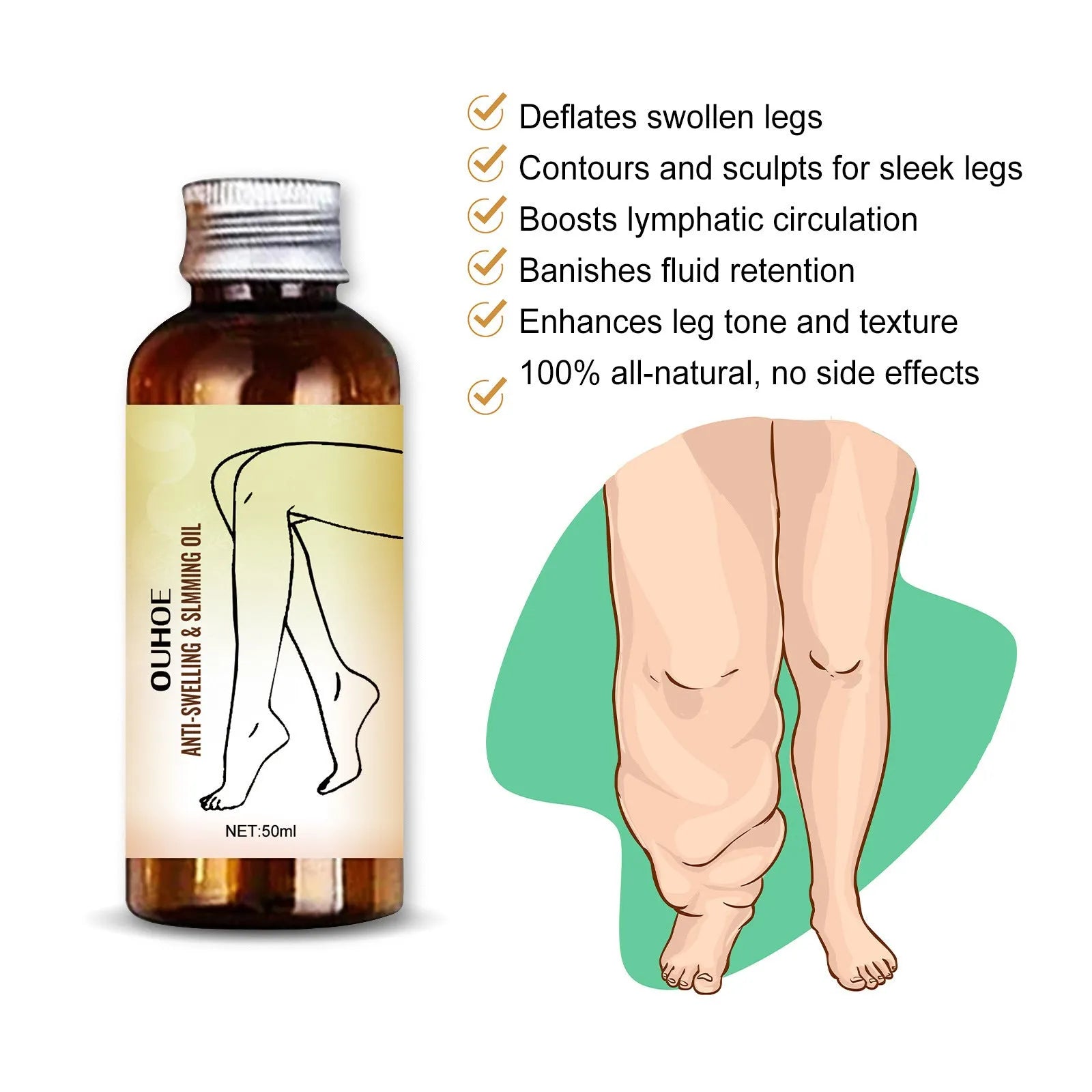 50ml bottle of moisturising essential oil for body care with six botanical extracts