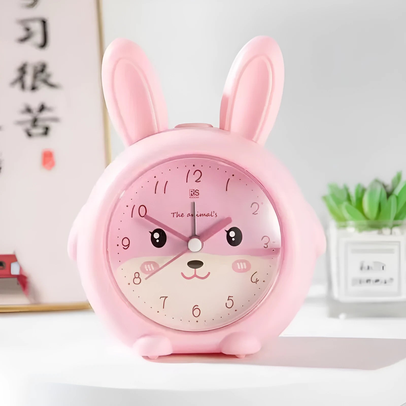 Cartoon style children's alarm clock with singing function in blue colour
