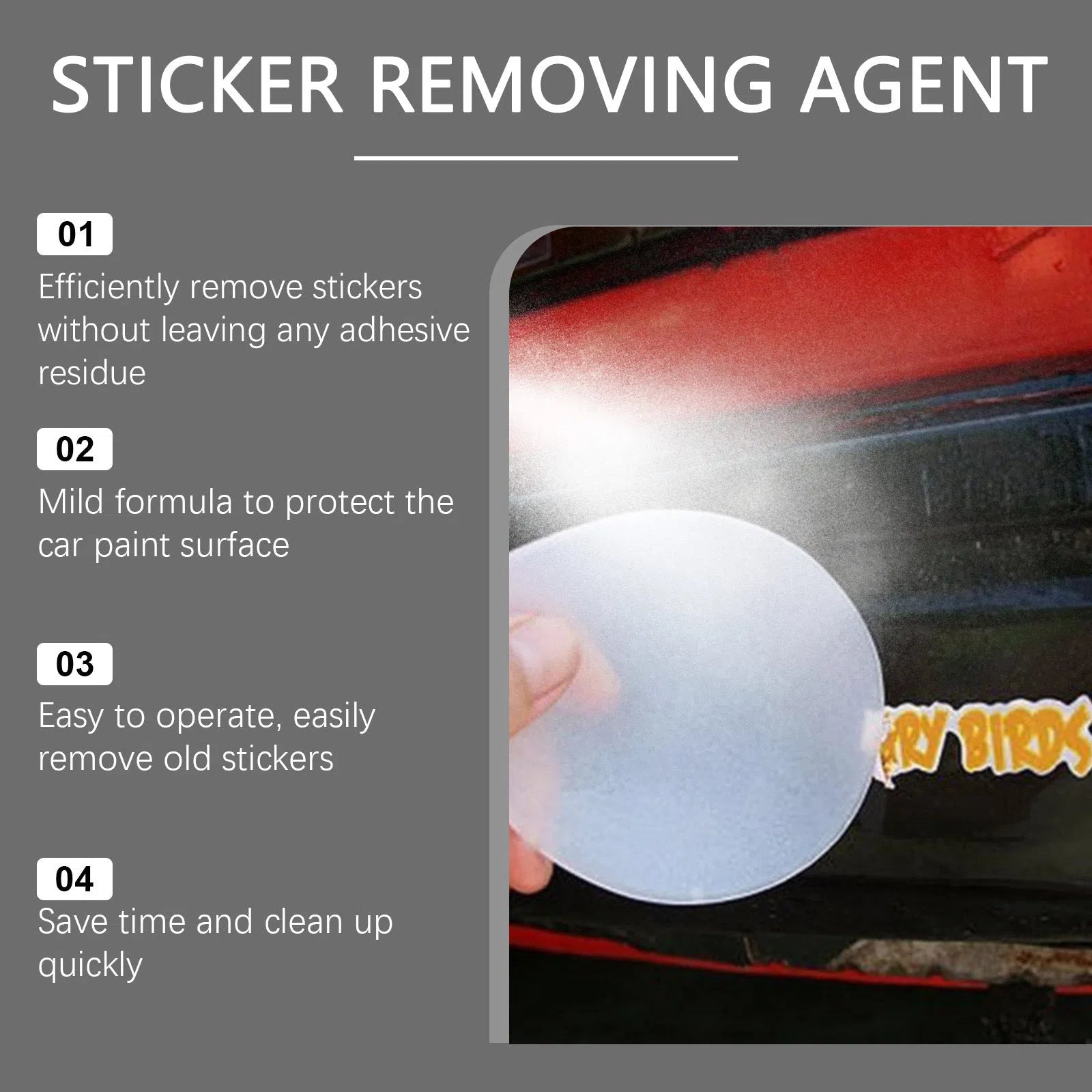 Automobile sticker remover 100ml bottle with microfibre square towel