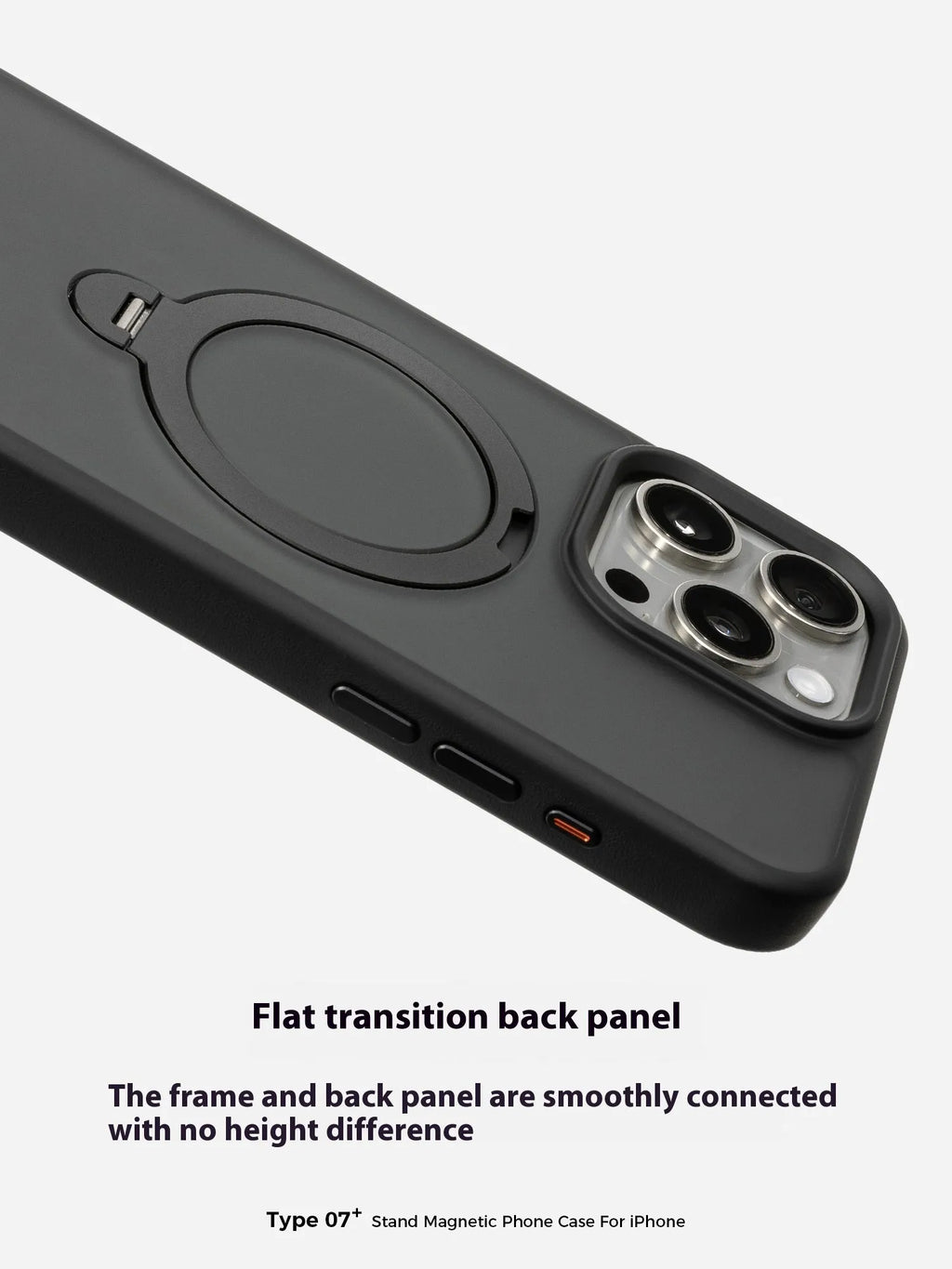 Magnetic rotating fulcrum phone case for Apple iPhone with 360-degree bracket in titanium grey on white background