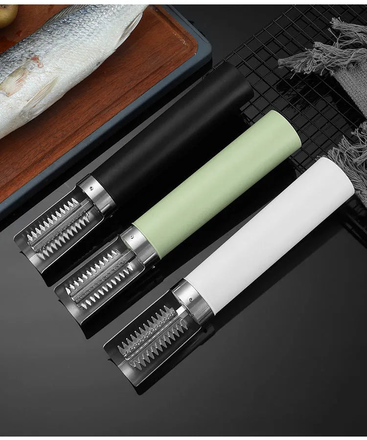 125W handheld electric fish scaler machine in black with charging base and fish scale scraper