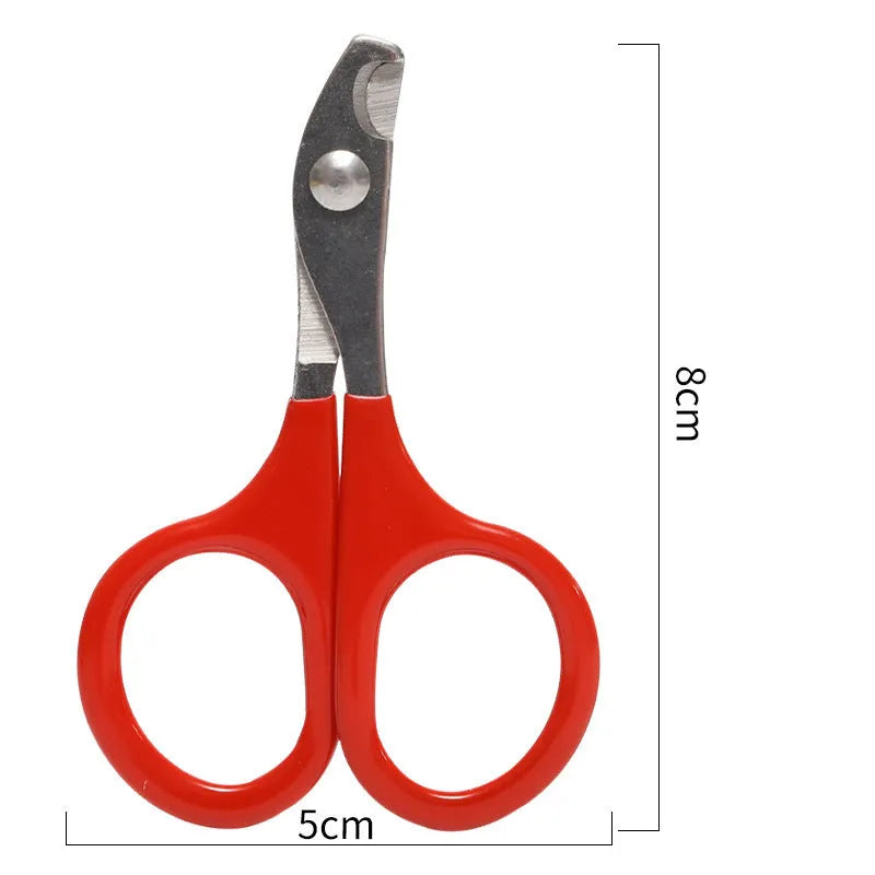 Pet nail clippers with stainless steel blades and coloured plastic and rubber handle