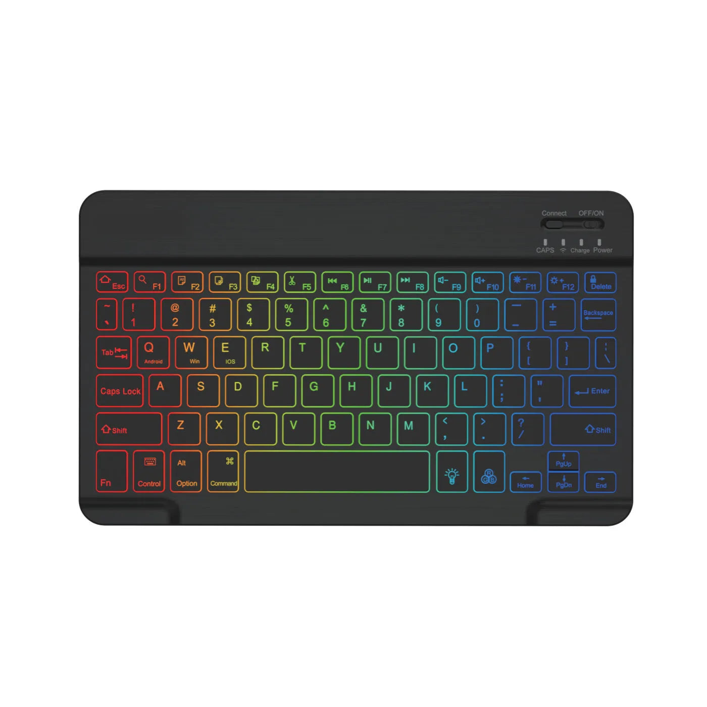 10-inch backlit Bluetooth wireless keyboard for tablets with colourful RGB lighting