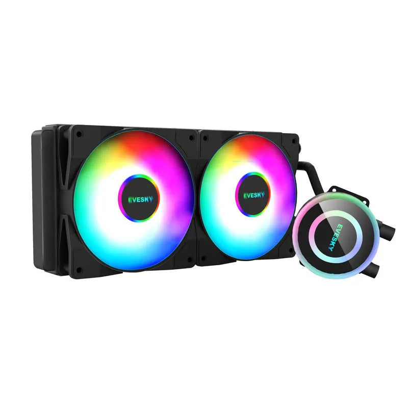 Aluminium CPU radiator with RGB fans in 120mm, 240mm, and 360mm size options