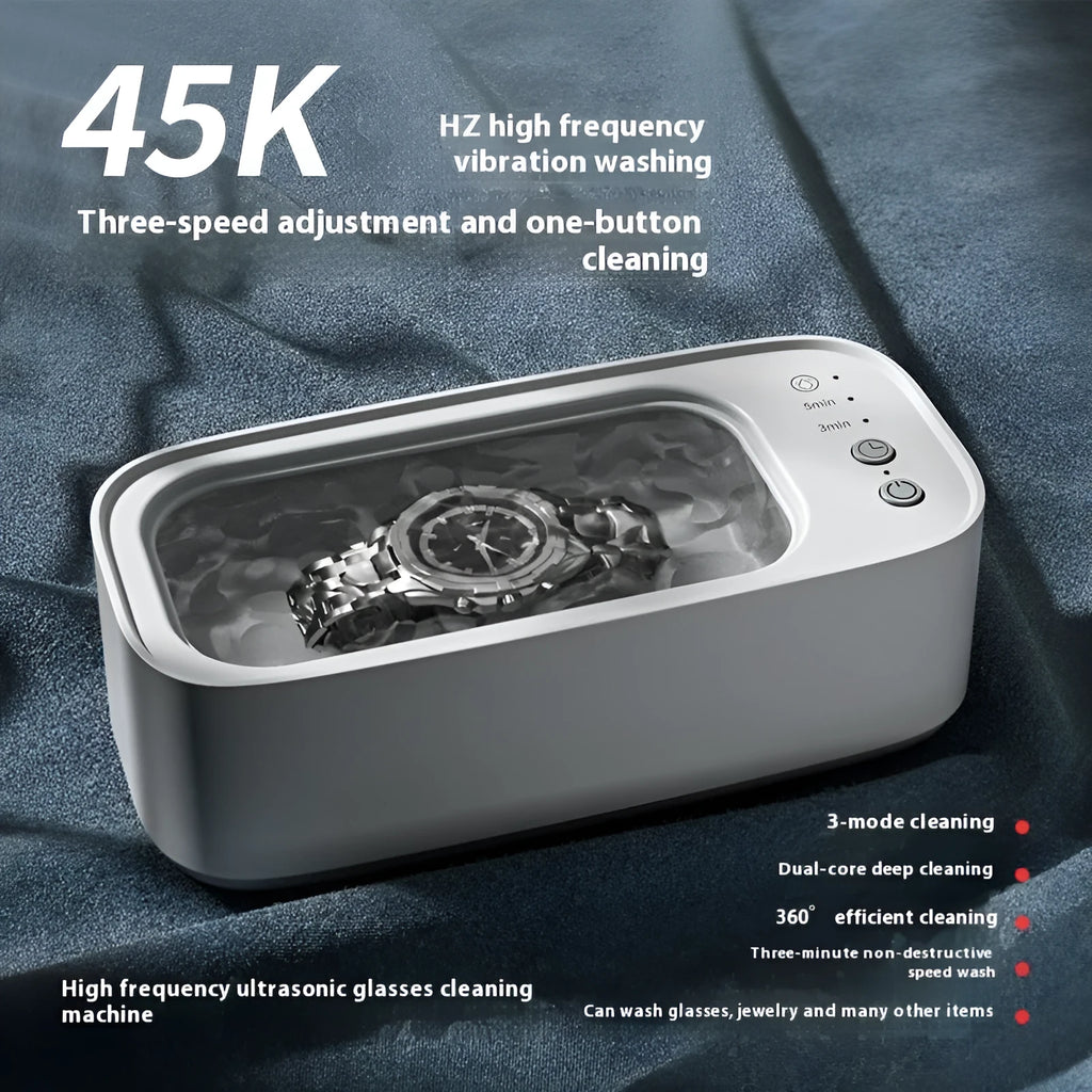 Ultrasonic glasses cleaning machine in dark green with 300ml tank and rechargeable USB power
