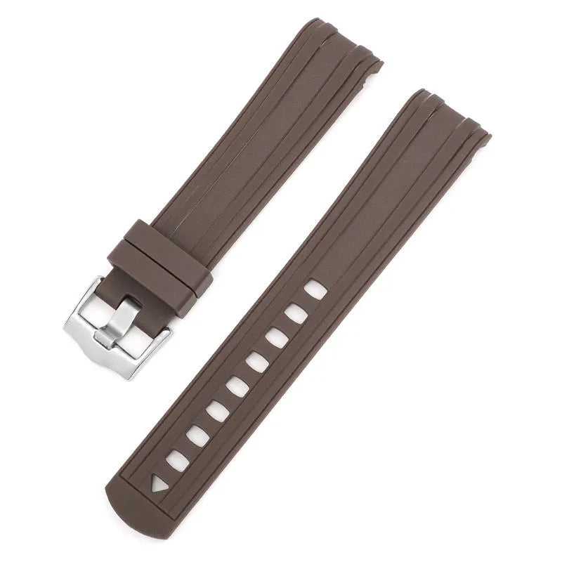 Original style Apple Watch replacement strap in multiple colours with silver buckle, shown in 20mm and 22mm sizes.