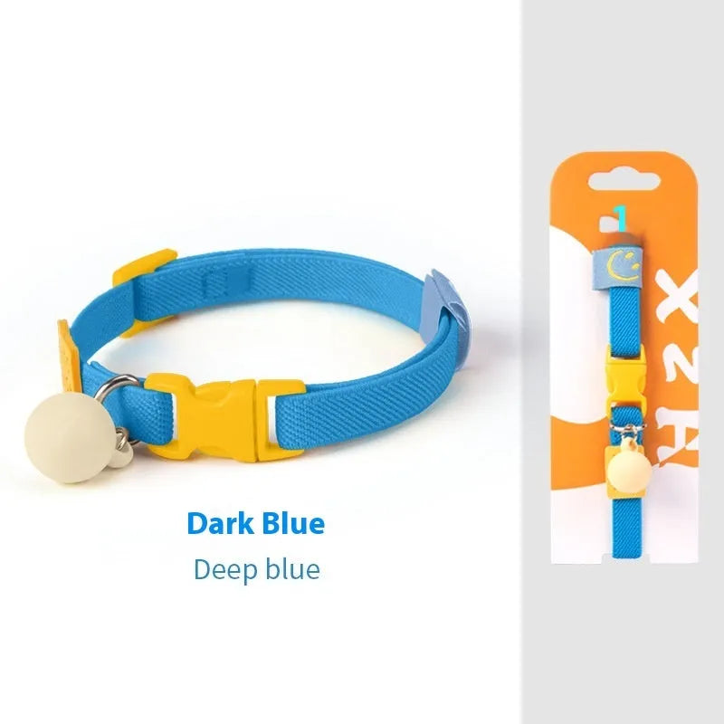 A high elasticity polyester dog collar for small dogs shown in various solid colours on a white background.