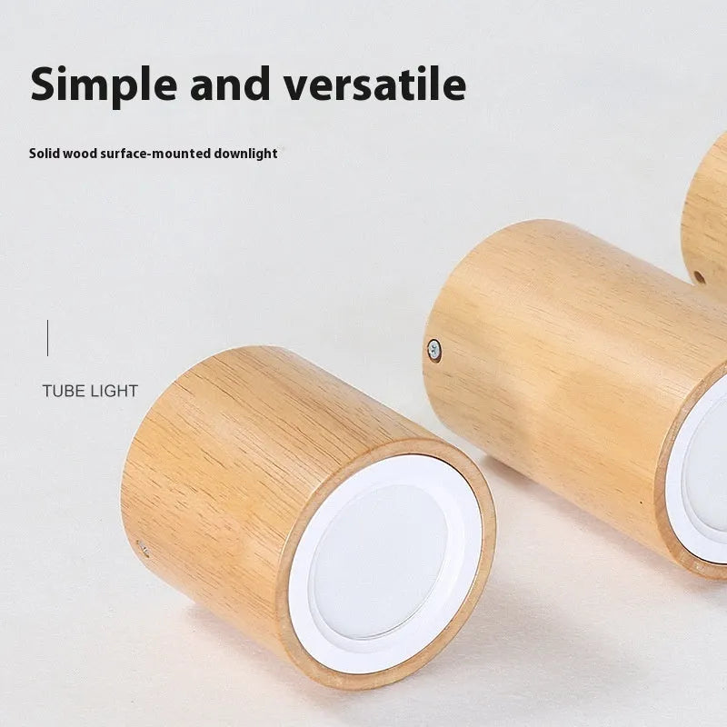 Creative modern solid wood surface mounted downlight in wood colour round shape for corridor entrance balcony lighting
