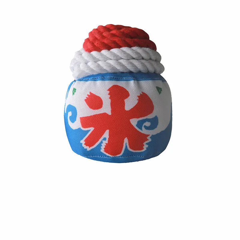 Dog chew toy rope knot grinding teeth resistant bite toy 13cm 11cm ice cream colour recycled cotton for small large dogs