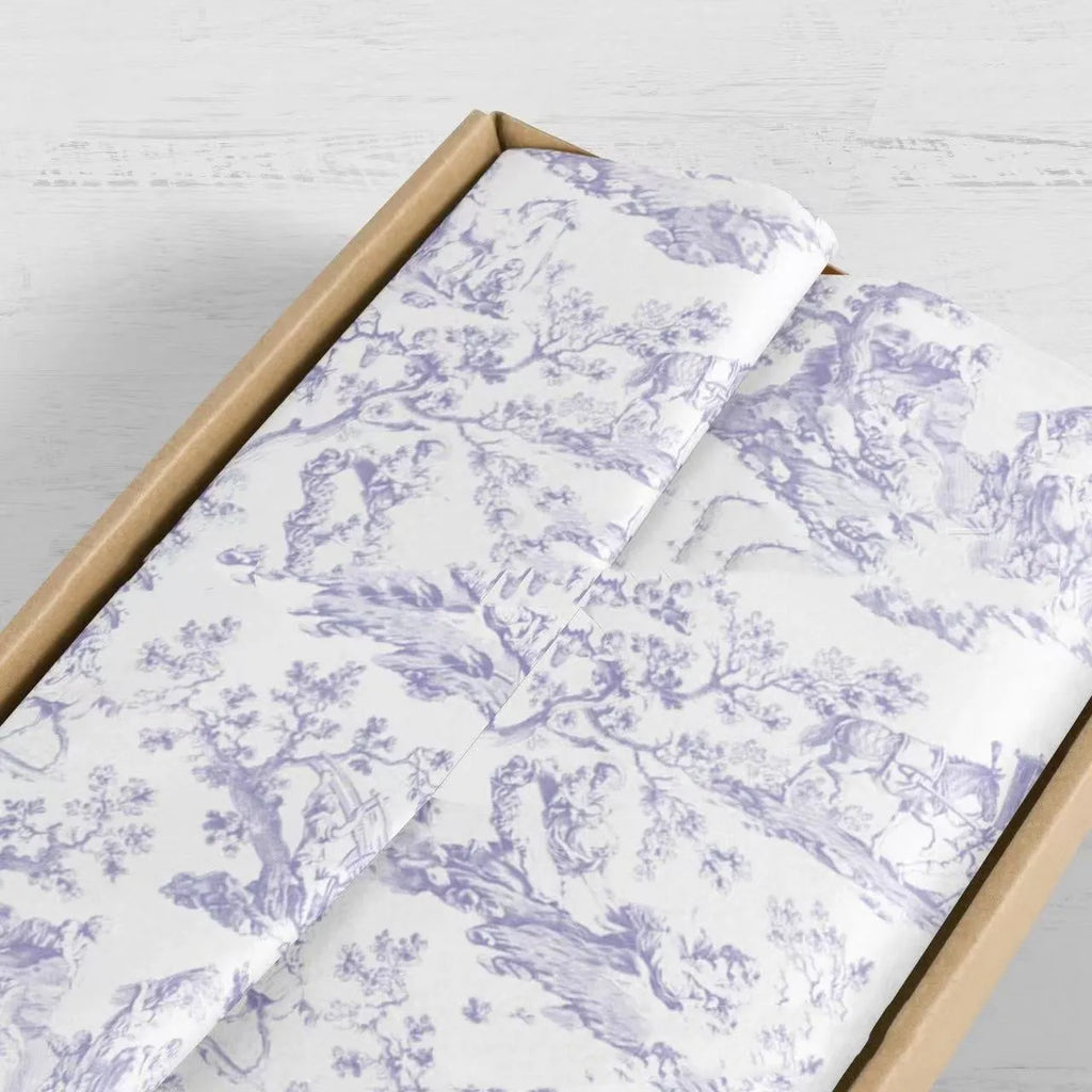 French Mg tissue paper sheet in pink purple and green purple colours, 50x70cm.