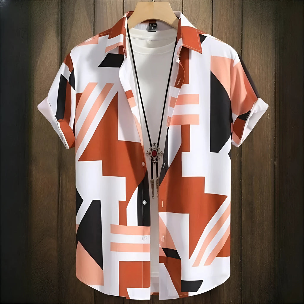 Men's camouflage print t-shirt with 3D digital printing and short sleeves