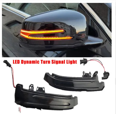 Pair of LED turn signal lights for car rearview mirror in yellow and blue double light, ABS material