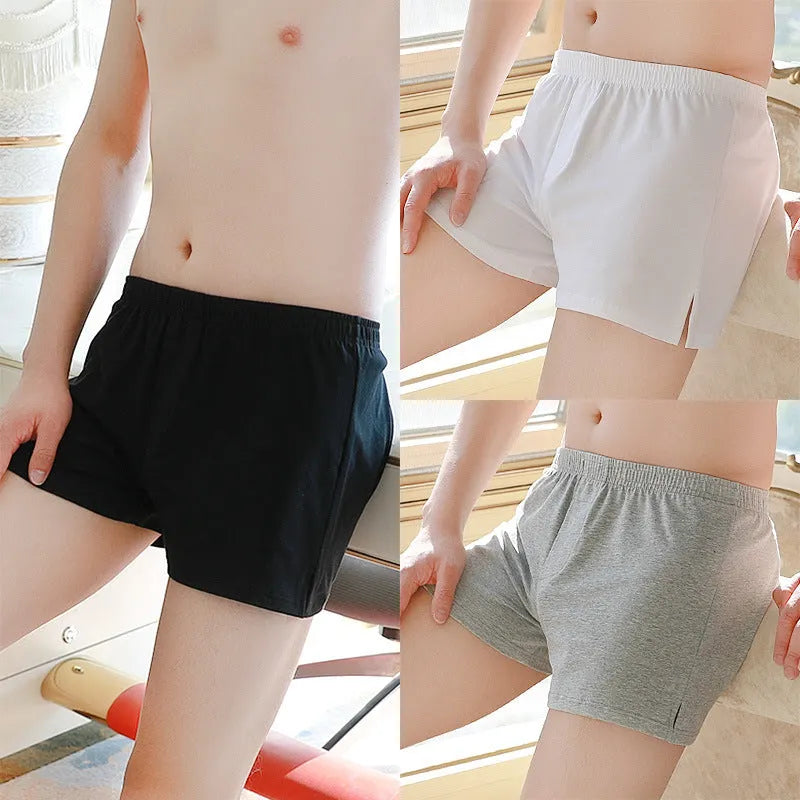 Plus size men's cotton loose boxer in black with mid-waist design on plain background