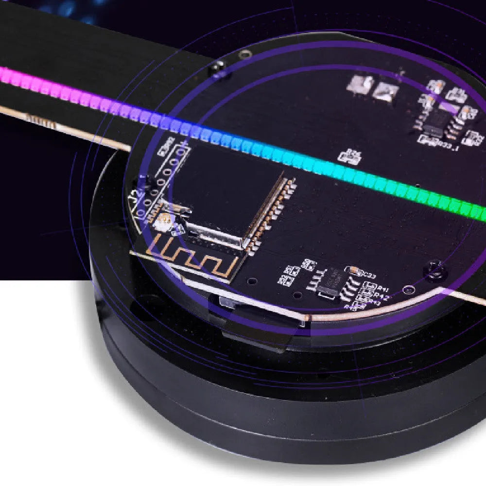 Naked eye 3D holographic advertising machine fan screen on a floor stand.